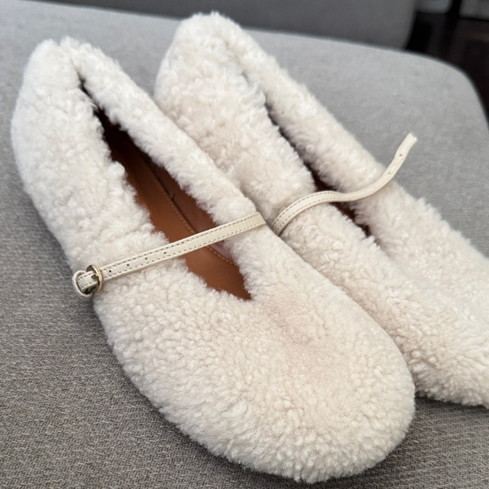 Pedro Garcia Cream Fuzzy Slippers